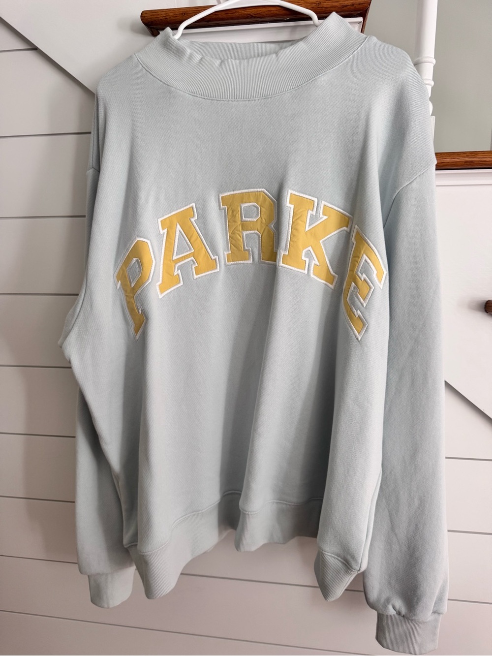 NEW Parke Light Blue Mockneck Sweatshirt with Yellow Blueberry Lemonade